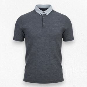 Howe Gray Semi Sheer Collared 1/4 Button Basic Short Sleeve Polo Shirt Size XL